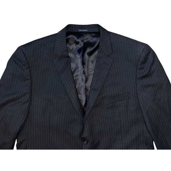 PRONTO UOMO PLATINUM Mens Pinstripe Sport Coat 50 L Black Wool‎ 2 Button EUC - Picture 2 of 8